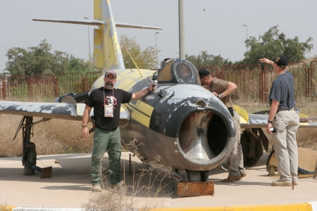 checking out russian MIG 15 in baghdad