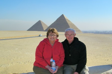 Linda & John at the Great Pyramid , Egypt