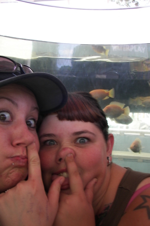 At the zoo in the fish tank!