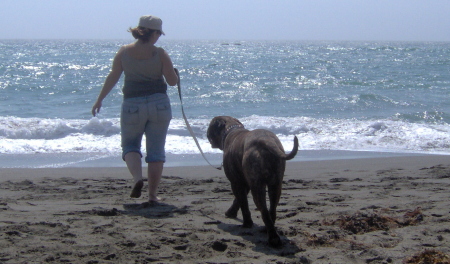Walkin' my dog n the Beach!