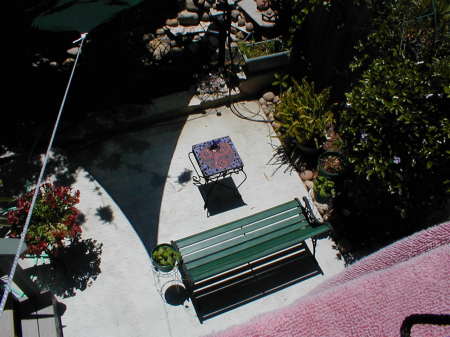 patio and pond