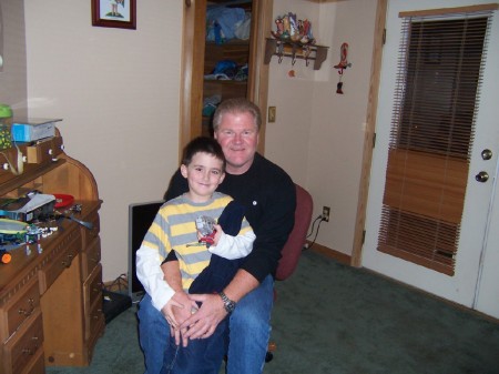 Grant and I in his room at the river house