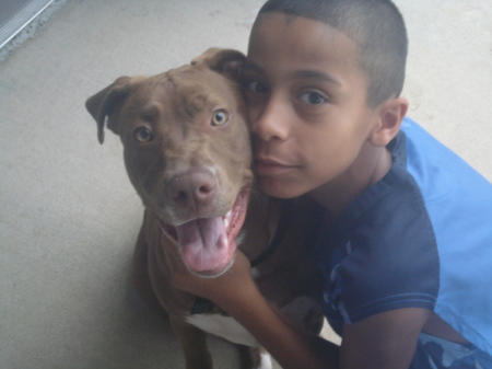 A boy and his dog.