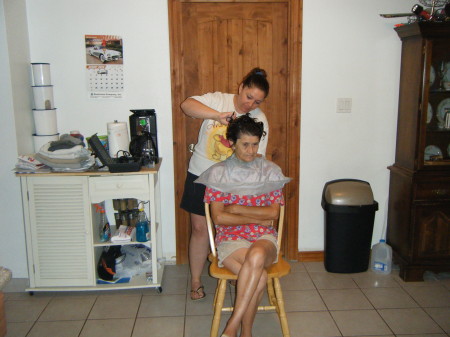 me cutting my moms hair 2008