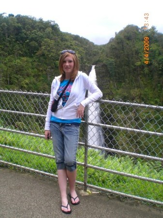 My daughter Amanda, in front of "Akaka Falls"