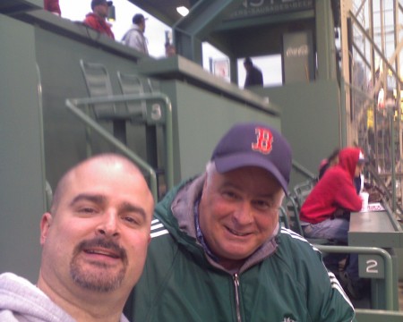 My dad and I at Fenway monster seats!