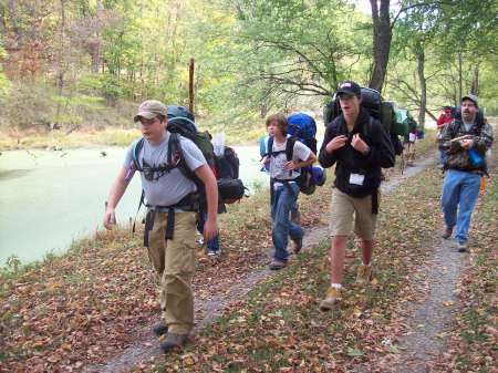 My youngest son backpacking on C&O Trail