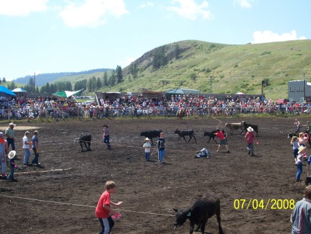 Nick in the Chesaw Rodeo He's on his back