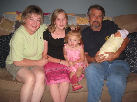 Linda & Chuck with granddaughters, 7/2009