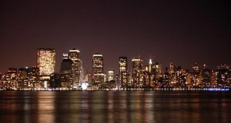 Lower Manhattan at night from Jersey City