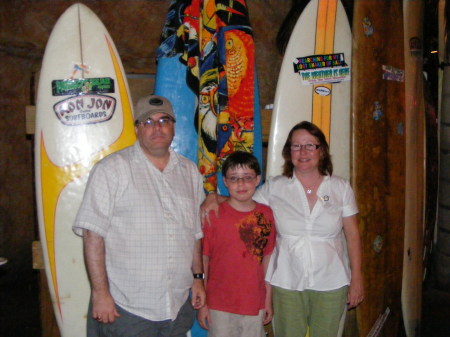 Me, my wife, and Evan at Jimmy Buffet's, Fla.