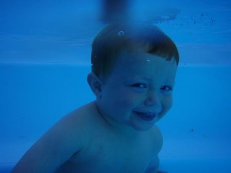 Eli swimming underwater