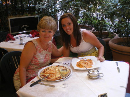 My youngest daughter & I dining out in Rome.