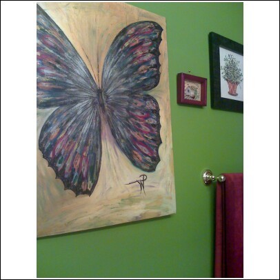 guest bath 2     i painted this butterfly!!