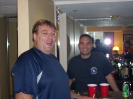 Lary and Frank hangin at the bar in the suite