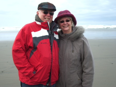 Judy and I on the beach at Long Beach, Wash.