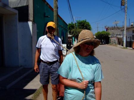 Gail taking Doug for a walk in Teacapan Mx