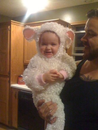 Grandma made Avery a Little Lamb costume