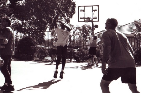 Cleve shooting hoops with the guys 1997