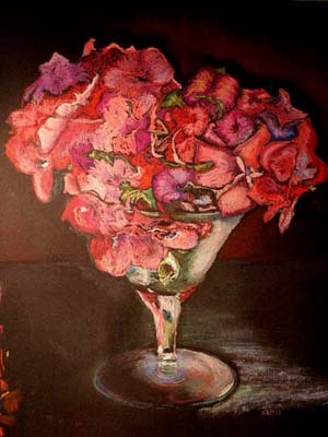 martini glass of flowers