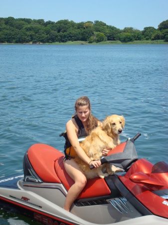 Lily jetskiing with Casey