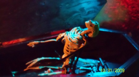 Skeleton in coffin