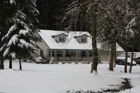 View of my house after it snowed.