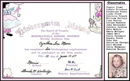 1957 Kindergarten Diploma with Class List