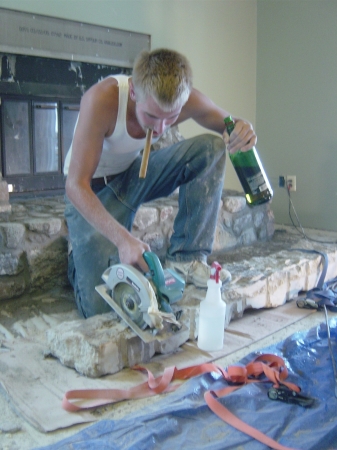 My youngest son built our stone fireplace.