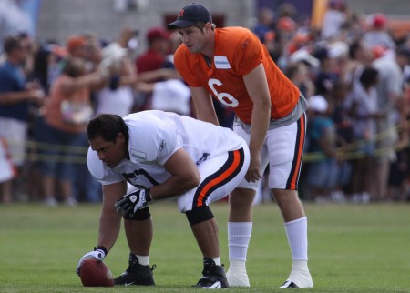 #6 Jay Cutler and #57 Olin Kreutz