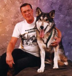 Jack Braden and his wolfdog