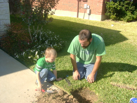 Fixing the sprinkler head.