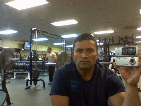 Taking a break at the gym...