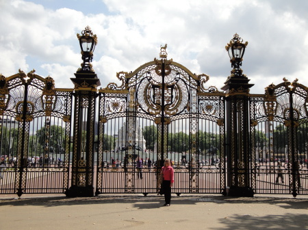 Dwarfed by the Gates of Buckingham Palace