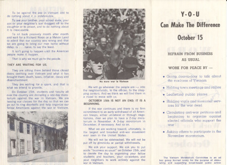 Viet Nam war moratorium pamphlet