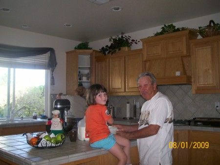 My dad and Anna Frances making Pancakes