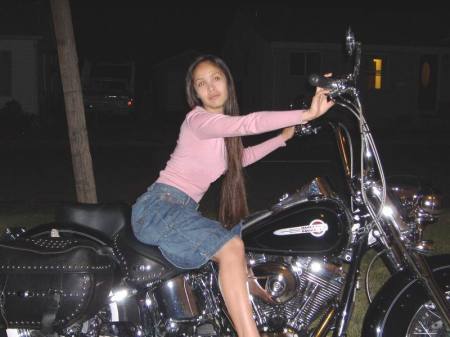 Daughter on Robert Torres's bike!