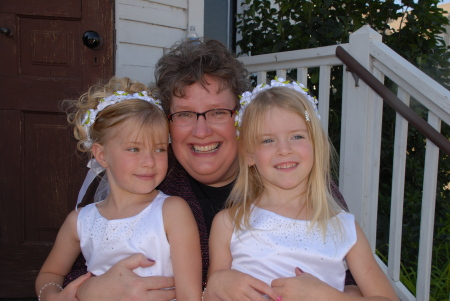 Lori with her 2 beautiful granddaughters.