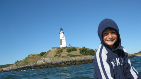 Gabe fishing off Montauk Point Sept 09