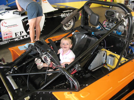 Taryn in the Wilzig Racing Car