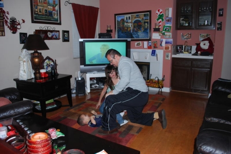 Clary, Ayden and me playing at my house