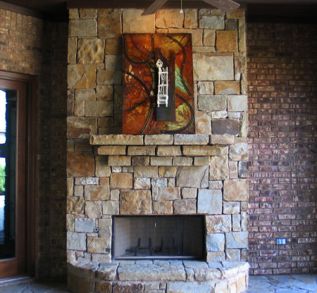 3-dimensional outdoor fireplace art