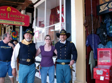 Kathy with Union troops