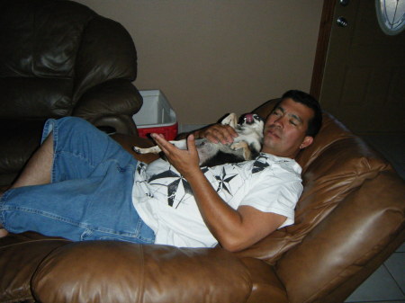 my husband Tom and his dog Chicko
