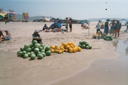 Melons on the beach for sale..