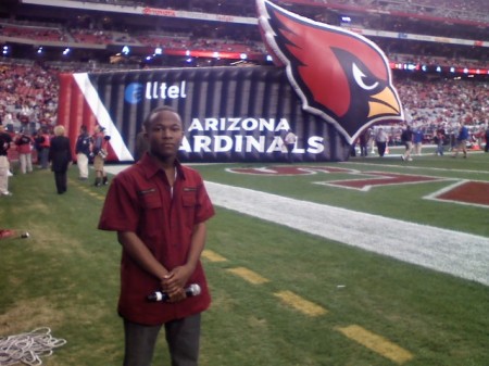 my son.. gettin ready to sing at AZ CARDINALS