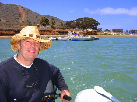 Capn' Mike in Trusty dingy