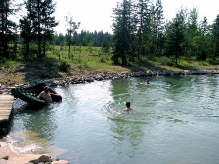 Bill and hay crew in pond