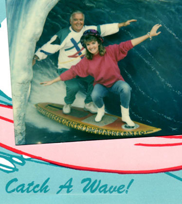 Ron and Penny catch a wave... Yeah!