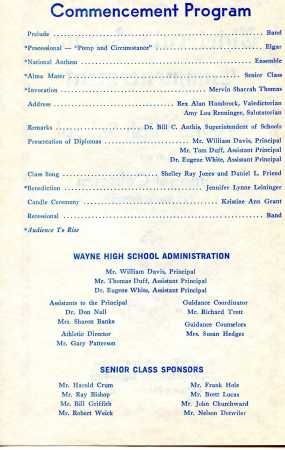 Class 0f '84 Commencement Program